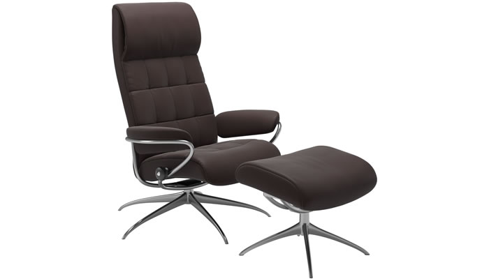 Stressless London High Back with Stool in Paloma Chocolate Leather